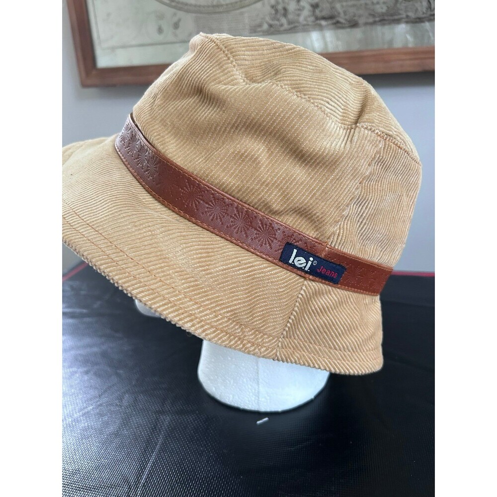l.e.i. corduroy tan bucket hat Y2K